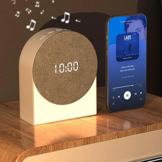 Muti-function Audio White Noise Sleep Aid Fabric Small LED Night Light Alarm Clock Bedside